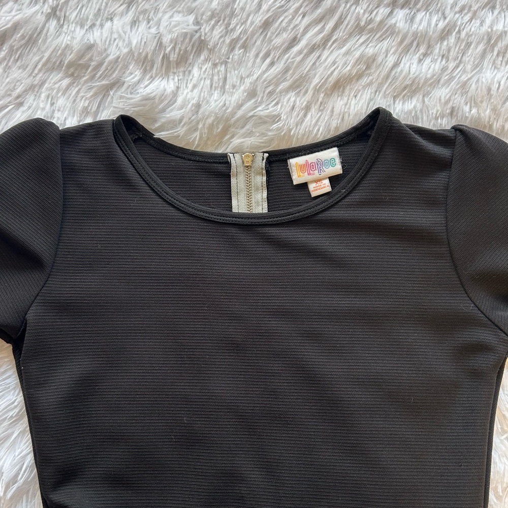 LULAROE Amelia Dress Fit and Flare Solid Black with POCKETS Size XS c25 - Picture 6 of 8